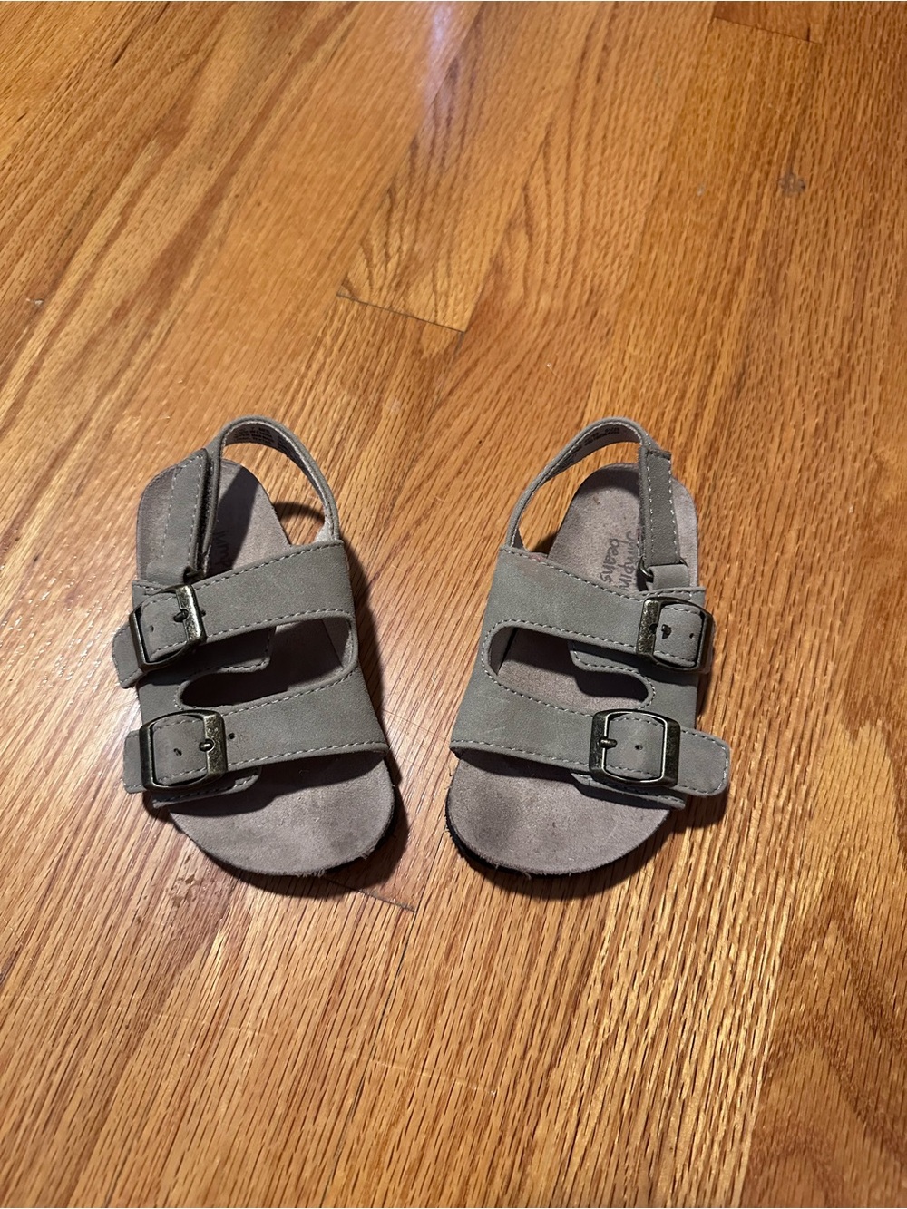 SAS Kids Gray Double-Buckle Slingback Sandals